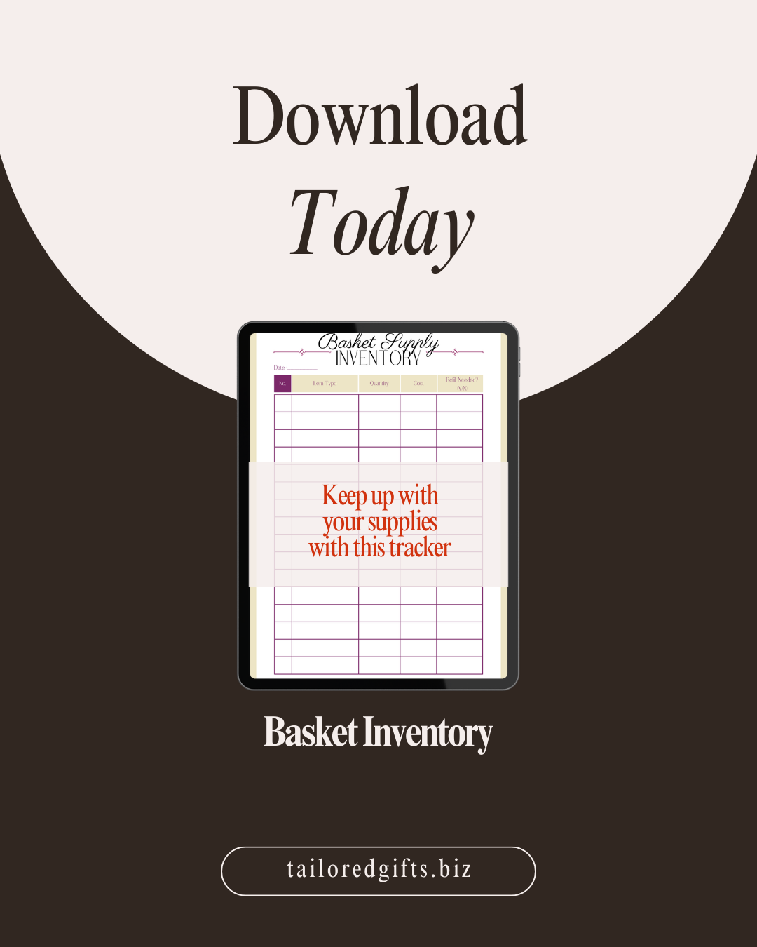 Basket Supply Inventory Tracker (PDF Printable)